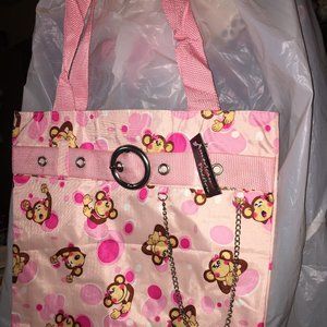 AMERICAN PASSION  TOTE CUTE PINK WITH MONKEYS NEW